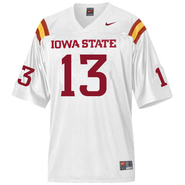 Men #13 Leonard Glass Iowa State Cyclones College Football Jerseys Sale-White